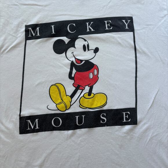 Disney Mickey Mouse Square Graphic Tee White XL Crewneck Unisex Streetwear - Picture 5 of 6